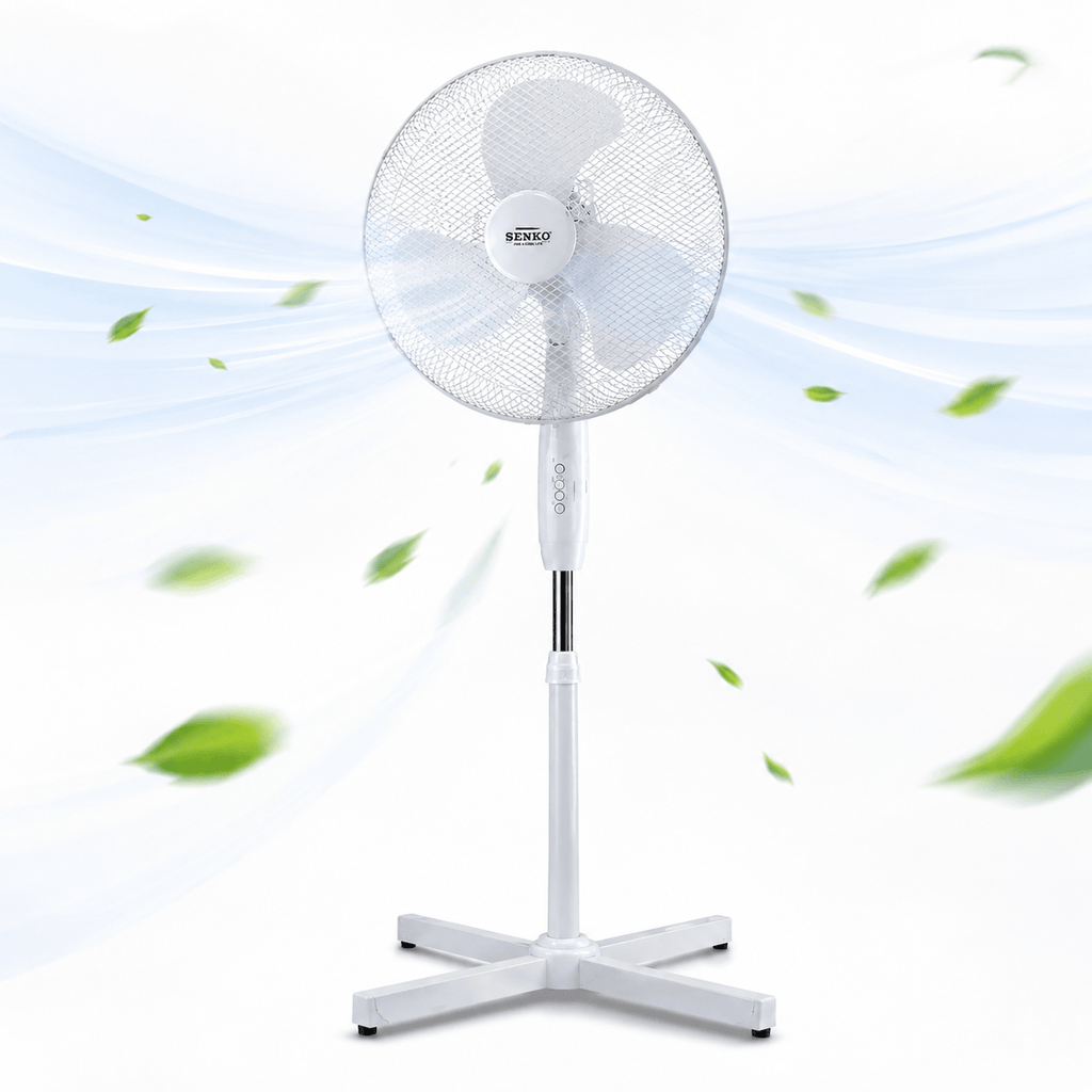 16 Inch Pedestal Fan Cross Base Stand Fan 3 Speed Settings Sturdy Base Portable Fan for Home or Small Office White