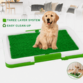 Dog Grass Pad with Tray, Dogs Toilet Tray with Artificial Grass Grid Panel Puppy Toilet Training Mat, Reusable Fake Pee Grasses for Dogs to Pee 34 x 45.5cm