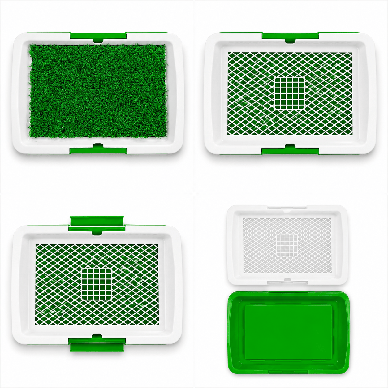 Dog Grass Pad with Tray, Dogs Toilet Tray with Artificial Grass Grid Panel Puppy Toilet Training Mat, Reusable Fake Pee Grasses for Dogs to Pee 34 x 45.5cm
