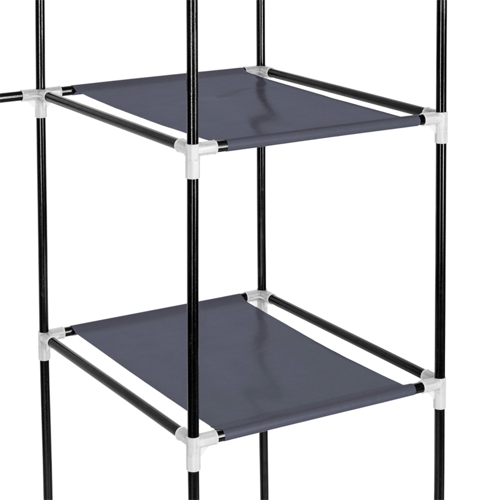 69" Portable Clothes Closet Wardrobe Storage Organizer with Non-Woven Fabric Quick and Easy to Assemble Extra Strong and Durable Gray and Black